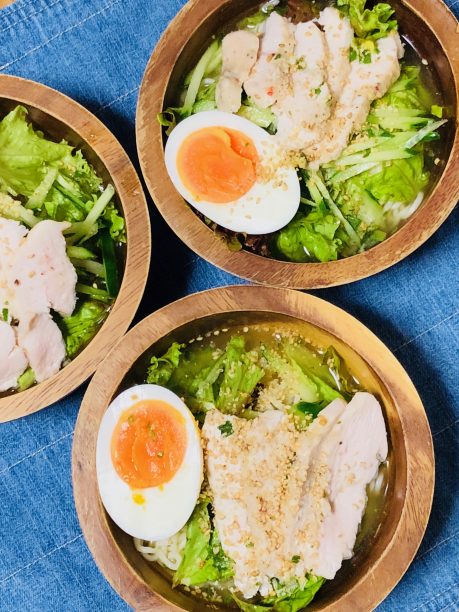 サラダチキン冷やし塩らーめんの完成